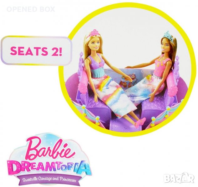 Barbie Dreamtopia Sweetville Конска карета и 2 кукли принцеси, снимка 1
