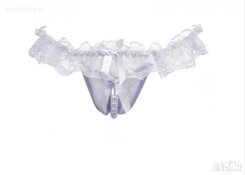Дамски Прашки V-String със стимулираща вагинална броеница, размер S / M / L, снимка 1
