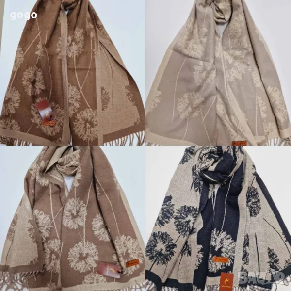 Елегантен дамски шал в различни цветове и с принт на глухарчета, снимка 1