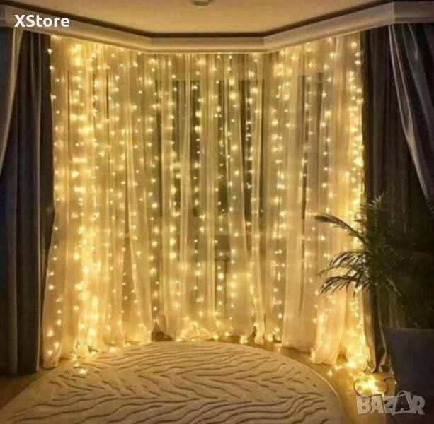 Коледна завеса от лампички , снимка 1