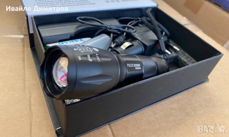 Мощен акумулаторен фенер с cree led диод 2500w ZOOM T6, снимка 1