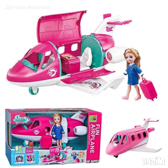 Комплект Барби със Самолет и кученце, комплект с домашен любимец , снимка 1