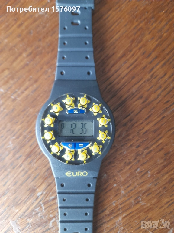 Електронен LCD часовник калкуратор/ конвертор за курс евро / лев или друга валута, снимка 1