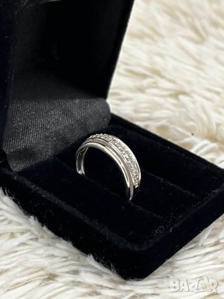 Сребърен пръстен халка с цирконий, снимка 1