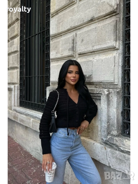 Черна Дамска Къса Жилетка , снимка 1