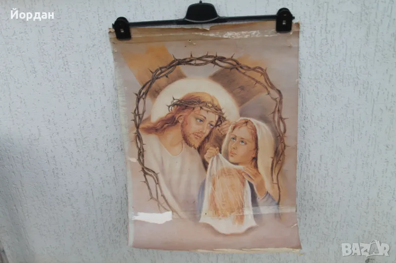 Стара картина върху дебел картон , снимка 1