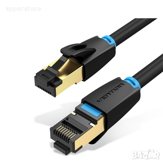 Кабел за Лан мрежа 1.5м Екраниран Vention IKABG LAN SFTP CAT-8 40Gb/s Черен, снимка 1