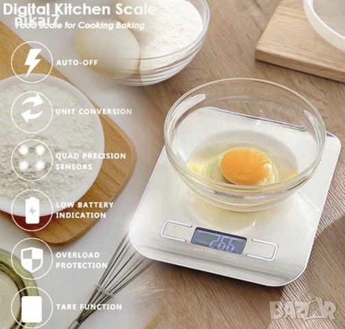 цифрова кухненска везна Неръждаема точност 0,01г/5кг храна/мляко/ядки, снимка 5 - Рутери - 42944091