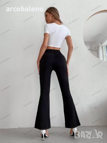 Дамски панталон с широки крачоли и висока талия, 3цвята - 023, снимка 5 - Панталони - 39259327