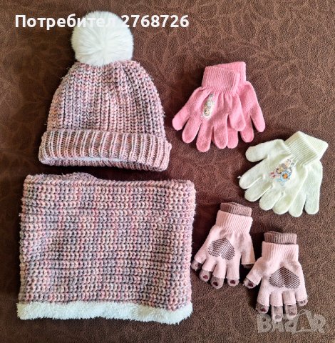 употребяван лот шапка, шал+ръкавички, снимка 1 - Детски комплекти - 43283979