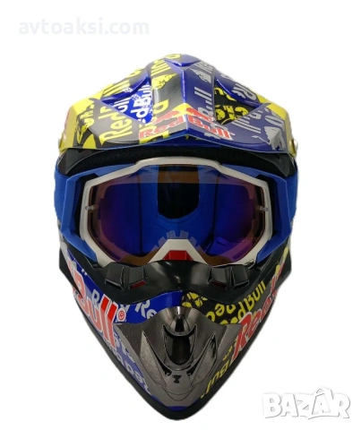 Каска Red Bull Крос Мотор/Скутер/Бъги/Вело/АТВ + очила -33150, снимка 2 - Аксесоари и консумативи - 53574706