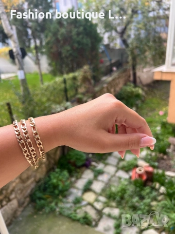 Златен синджир с уникална плетка може да се носи  и като тройна гривна за ръката ❤️, снимка 5 - Колиета, медальони, синджири - 52412278