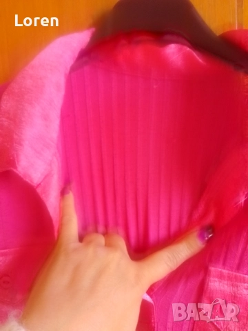 Розова ризка тип блузка, снимка 4 - Блузи с дълъг ръкав и пуловери - 52042244