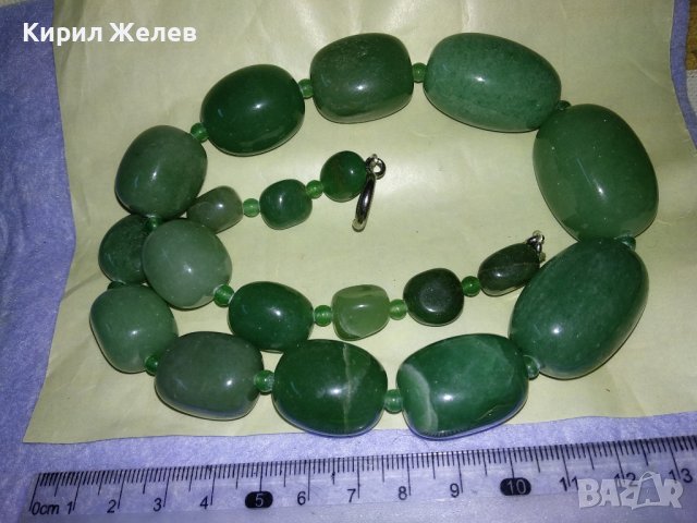 МАСИВНО СТИЛНО ФЕШЪН АРТ ХЕНД МЕЙД КОЛИЕ ОГЪРЛИЦА от ЮВЕЛИРНО ШЛИФОВАН ЗЕЛЕН АХАТ КАМЪНИ 34703, снимка 2 - Колиета, медальони, синджири - 39193111