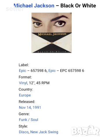 Michael Jackson ‎– Black Or White Maxi Single 12 Издание 🇳🇱 HOLLAND 1991г Състояние на винила:VG+ , снимка 2 - Грамофонни плочи - 53071121