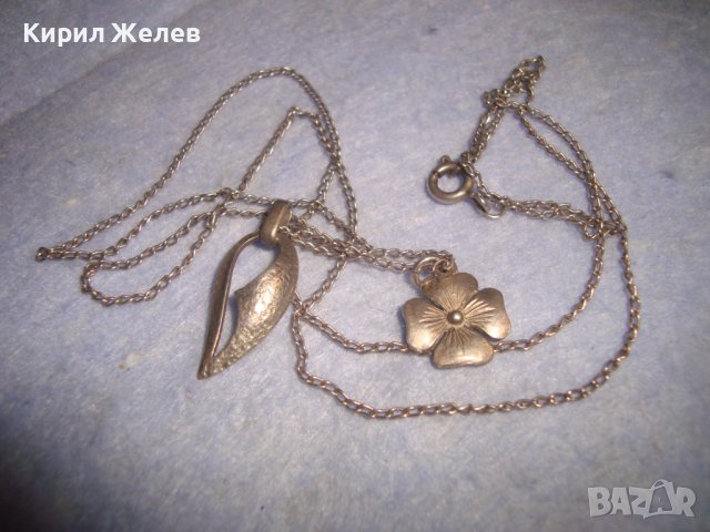 СТАРО СРЕБЪРНО КОЛИЕ СРЕБРО 925 с 2 ФИГУРАЛНИ АРТ ВИСУЛКИ МАЙСТОРСКА РЪЧНА ИЗРАБОТКА 27217, снимка 8 - Колиета, медальони, синджири - 36827817