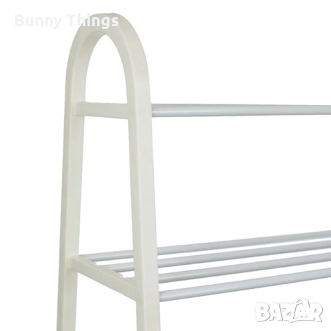 Етажерка за обувки с 4 рафта, в цвят бял и taupe, 61×28×64см, снимка 3 - Дамски ежедневни обувки - 53417236