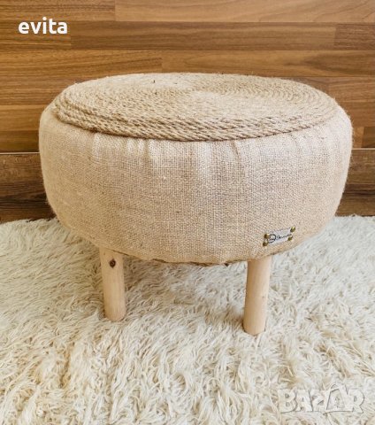 Табуретка/пуф. Ръчна изработка!, снимка 15 - Дивани и мека мебел - 33842705