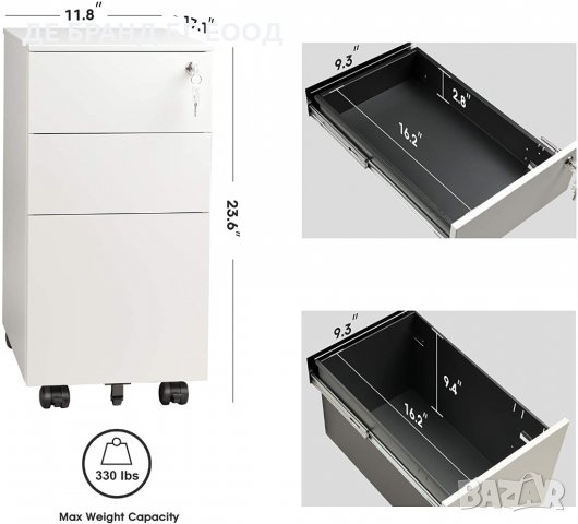 Мобилен офис шкаф с 3 чекмеджета с ключалка D1071183, снимка 3 - Шкафове - 32486781
