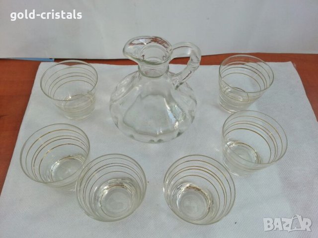ретро стъклени чаши чашки и каничка , снимка 6 - Антикварни и старинни предмети - 26675138