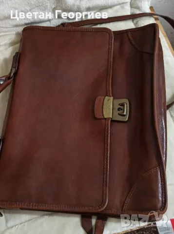 стара мъжка кожена бизнес чанта за документи BURKLEYS, снимка 3 - Чанти - 49104183