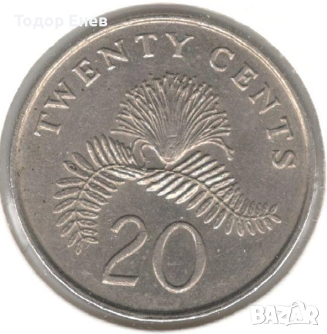 Singapore-20 Cents-1987-KM# 52-ribbon upwards