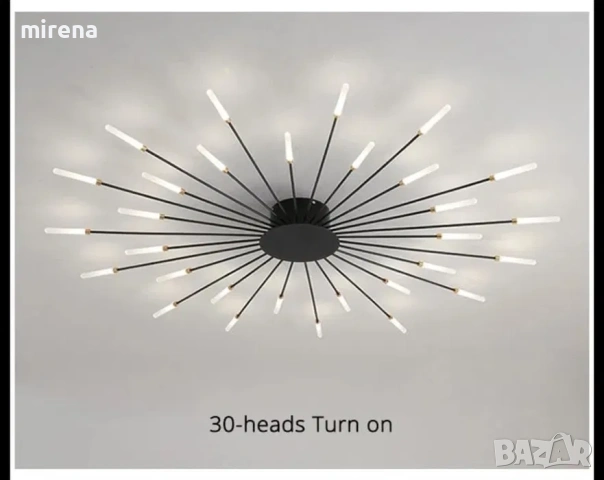 Модерна LED ЛЕД фойерверки, цвете, скандинавска, полилеи (30 глави), снимка 6 - Лампи за таван - 53134110