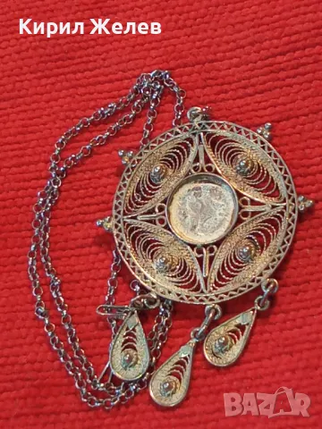 СТАР ФИЛИГРАНЕН СРЕБЪРЕН МЕДАЛЬОН СРЕБРО ВИСОКА ПРОБА с ГНЕЗДО за СКЪП КАМЪК иСРЕБЪРНА ВЕРИЖКА 44369, снимка 16 - Антикварни и старинни предмети - 49886084