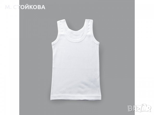 РАЗПРОДАЖБА! ПОСЛЕДЕН БРОЙ! Бял потник от фин памучен рипс от 5 до 7 годишни