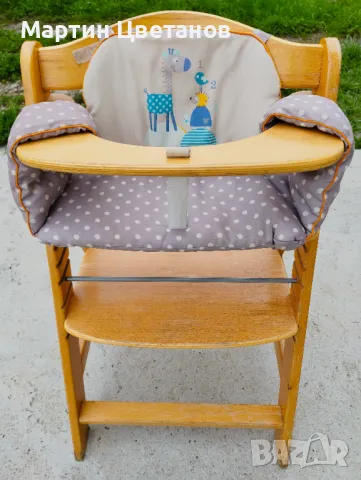 Винтидж дървено бебешко столче за хранене, снимка 4 - Комплекти за бебе - 49752604
