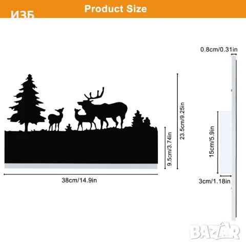  Led стенна лампа c метално акрилно стенно осветление, светещо нагоре и над, снимка 2 - Лампи за стена - 48722851