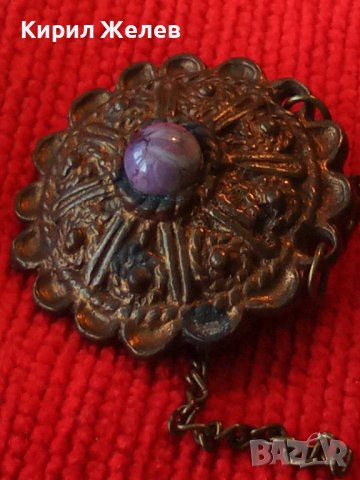 19 ВЕК БРОНЗОВА ОРНАМЕНТИРАНА СКЪПОЦЕННА БРОШКА с ЯСПИС СТАРО РЯДКО ГРАДСКО БИЖУ 24917, снимка 11 - Антикварни и старинни предмети - 34481284