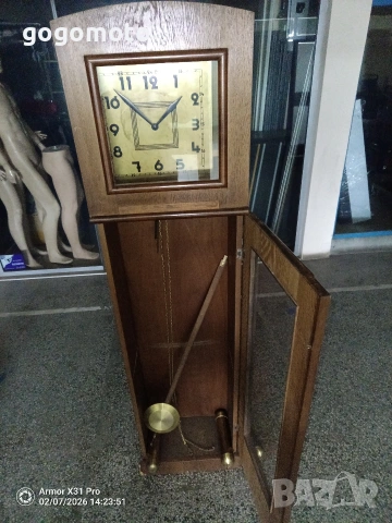 Стар паркетен часовник Tempus Fugit с махало и тежестти,Стар ретро винтидж арт старинен,Grandfather , снимка 6 - Антикварни и старинни предмети - 41904228