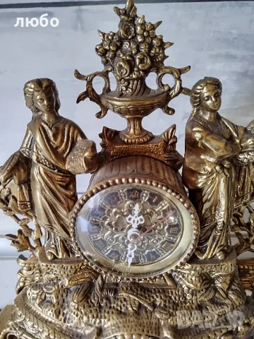 Бронзов Каминен Часовник със Свещник-70 Години Със Кварцов Механизъм Работи Перфектно , снимка 12 - Антикварни и старинни предмети - 48730927