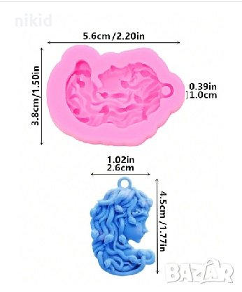 Жена със змийска коса змии силиконов молд форма фондан висулка, снимка 2 - Форми - 44105201