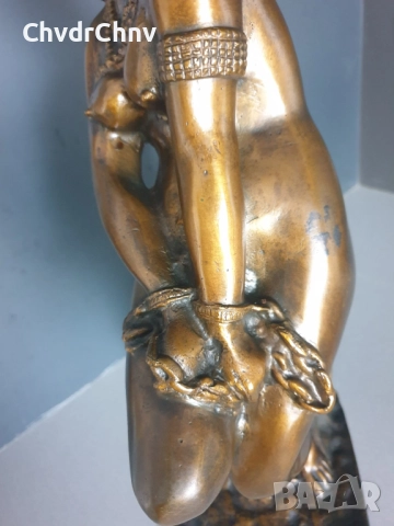 44см-9кг Ginotti бронзова скулптура/еротика/стара италианска фигура на гола жена-робиня/статуетка, снимка 9 - Статуетки - 52463473