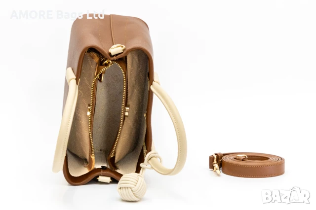 Класическа дамска чанта AMORE Alessia - Tan, снимка 3 - Чанти - 50657816