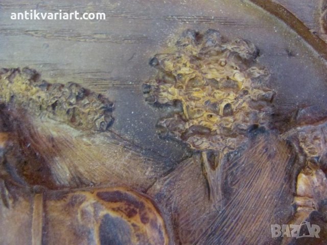 19 век Дърворезба Ръчна Изработка- Коне Чиния за Стена, снимка 5 - Антикварни и старинни предмети - 26253623