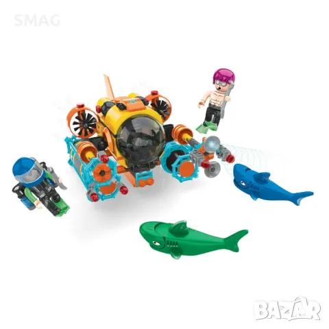 Комплект пластмасови части Конструктор Воден свят с 3 фигурки (368 части) S_1242364, снимка 2 - Конструктори - 49266574