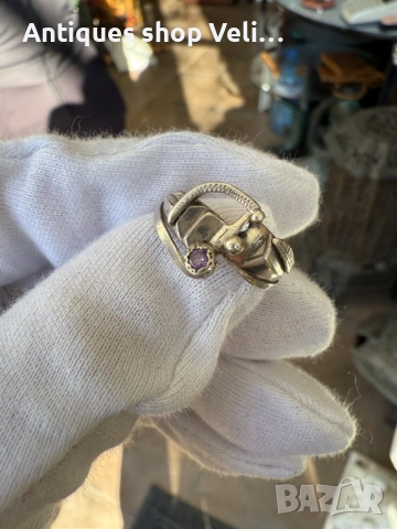 Сребърен пръстен с аметист №7642 , снимка 3 - Пръстени - 52536904
