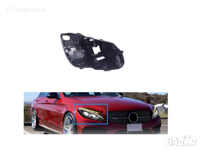 Дясна основа (корпус) за фар за Mercedes C-Class W205 (2014-2018)