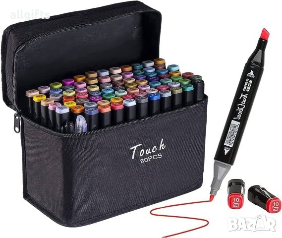 Двувърхи маркери комплект 80 броя на алкохолна основа - Touch, снимка 2 - Рисуване и оцветяване - 43742158