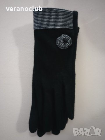 Дамски черни ръкавици Пепит, снимка 2 - Ръкавици - 43735095