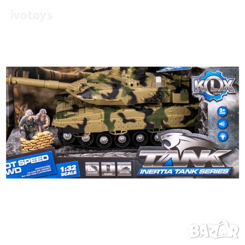 Детски инерционен танк със звук и светлина - Код 2977, снимка 1