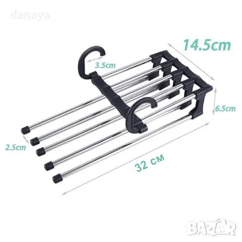 5356 Телескопична закачалка за панталони поли органайзер за гардероб, снимка 4 - Органайзери - 47690983