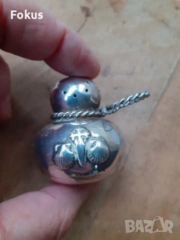 Посребрена малка солничка Alpaca, снимка 2 - Антикварни и старинни предмети - 53418264