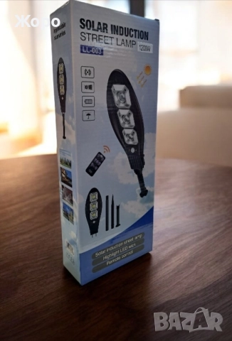 Улична Соларна LED Лампа 1200W с датчик за движение и дистанционно управление+ стойка за монтаж, снимка 4 - Лед осветление - 52736180