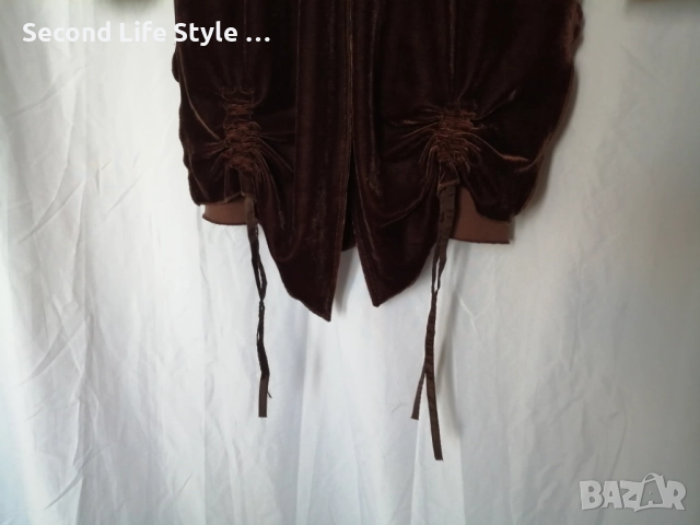 Стиймпънк дамска кадифена рокля/туника с капси и копчета р-р M, снимка 6 - Рокли - 52958780