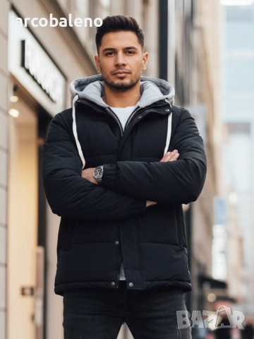 Мъжко зимно ватирано яке с качулка, 4цвята , снимка 2 - Якета - 52478204