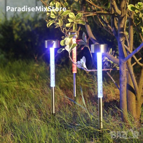 Соларна лампа със сменящи се цветове, имитираща водни мехурчета; Обща височина: 35 см; Водоустойчива, снимка 3 - Соларни лампи - 42993171